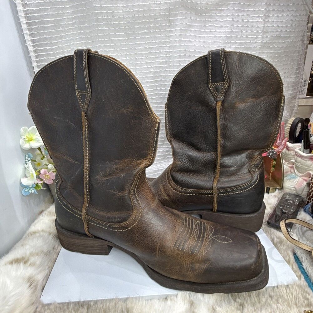 (P5) Ariat Rambler Leather Square Toe Western Cowboy Boots 10015307 MEN 13D - Picture 13 of 16
